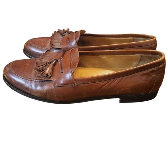 Mezlan Brown Leather Gentlemens Tassled Almond Toe Loafer Slip Ons, Size 11.5 - Picture 1 of 9